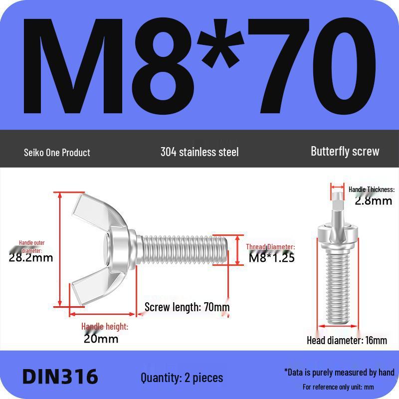 304 Stainless Steel Hand-Tightening Butterfly Weld Screws - Ram Horn M4 M5 M6 M8