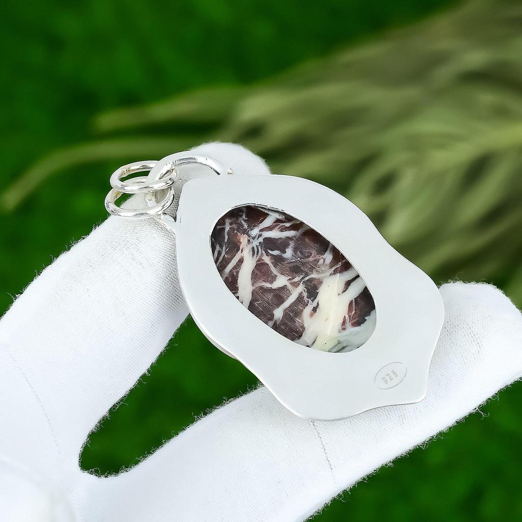 Memorial Day Sale Natural Coconut Jasper Bezel Pendant Jewelry Sterling Silver