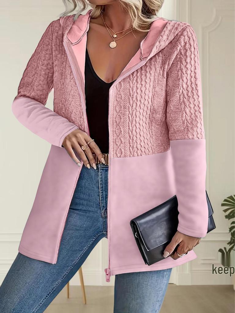 Giacca con Cappuccio da Donna Autunno/Inverno 2025 - Tinta Unita Patchwork a Rigate