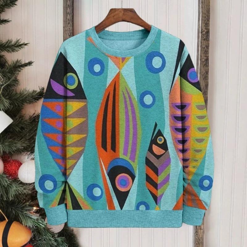 Autumn and Winter Christmas 3D Digital Printing Santa Loose Long Sleeve Crew Neck Hoodies and Sweatshirts