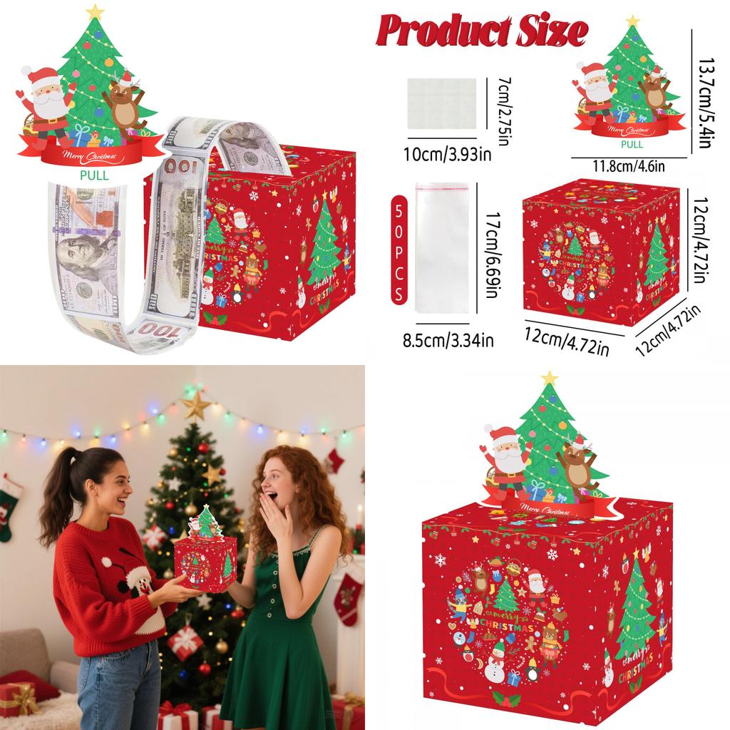 Christmas Tree Themed Coin Box With Paper Material For Party Decor And Gift Exchange