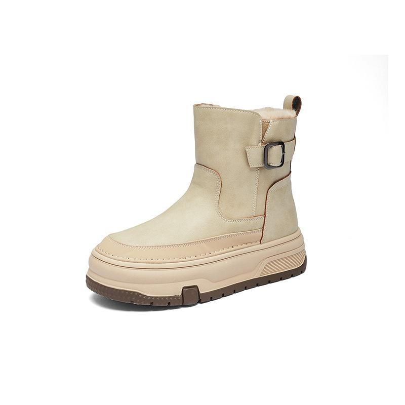 Platform snow boots new winter gray piled thickened boots short cotton shoes