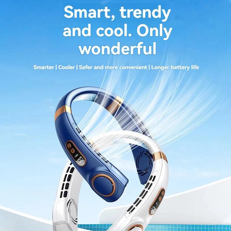 2024 New Outdoors Portable Halterneck Fan USB Handheld Silent Multi- Bladeless Mini Electric Hanging Neck Fan Usb Ceiling Fan