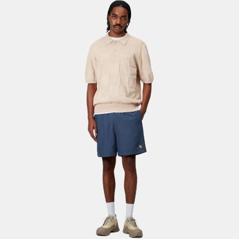 Carhartt WIP SS25 Chase Swim Trunks Mesh Lining Side Seam Pocket Logo Embroidered Swim Shorts Men Swim Trunks Dark-Blue I035062-2Q8-XX