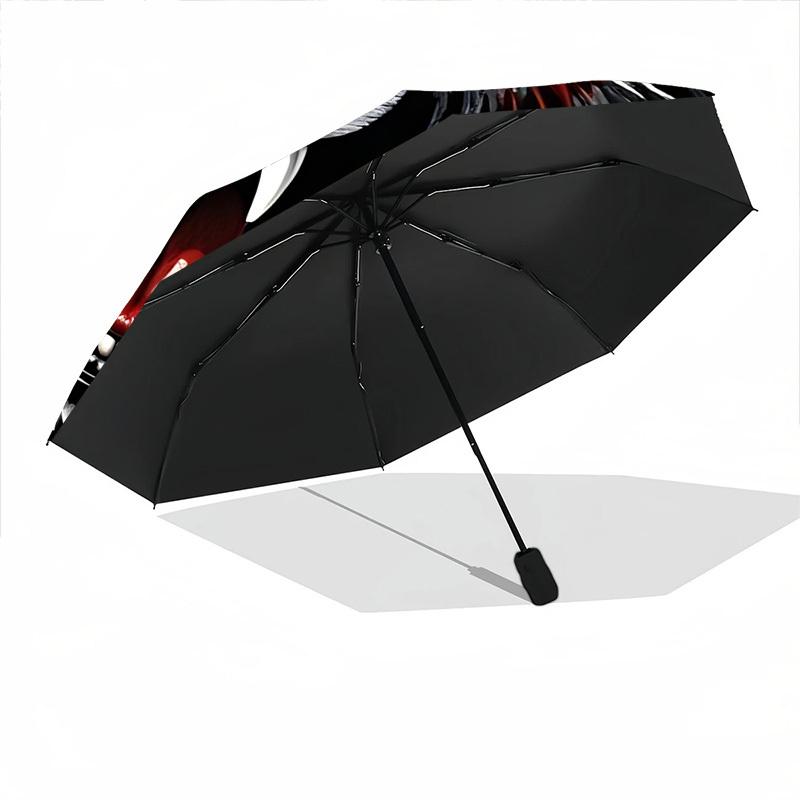 1pc Wolf Pack Compact Travel Umbrella, Automatic Folding Lightweight Windproof 8-Bone Reinforced Design, Portable for Backpack Durable Canop