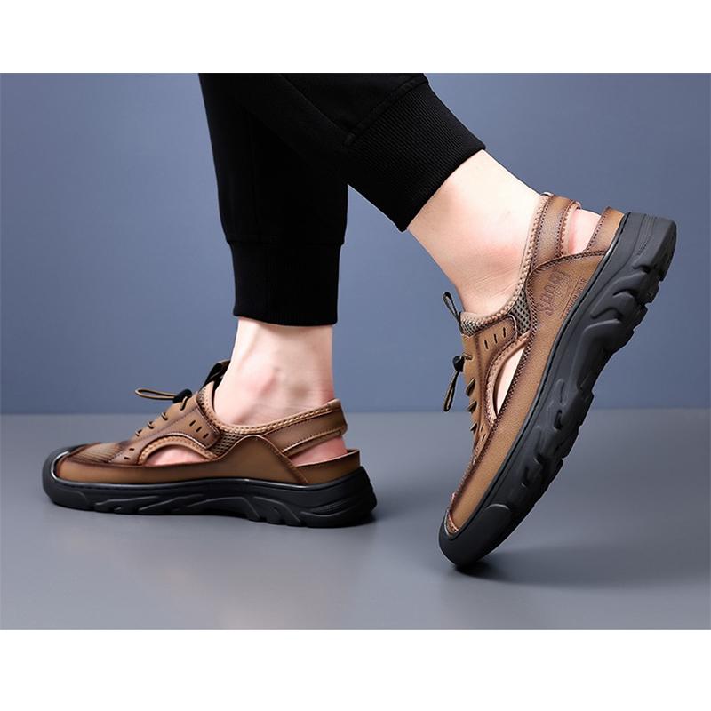 New Arrival Summer Shoes Men Sandals Thick Sole Non-slip Summer Holiday Soft Flat Male Footwear Black Brown