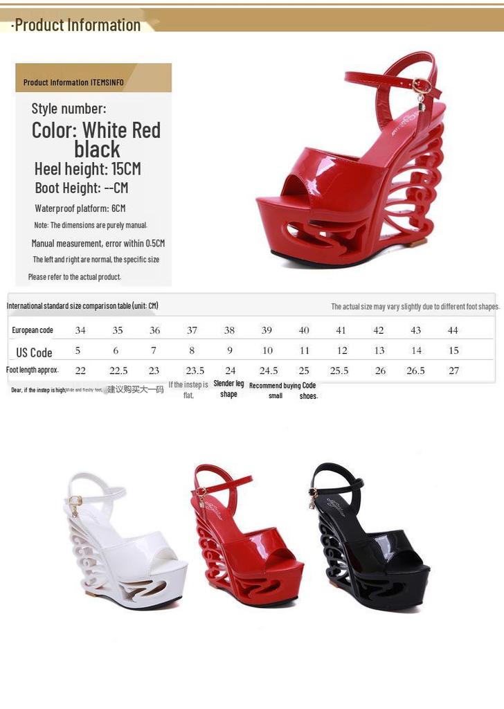 Europäische & Amerikanische High Heel Lackleder Römische Keilsandalen