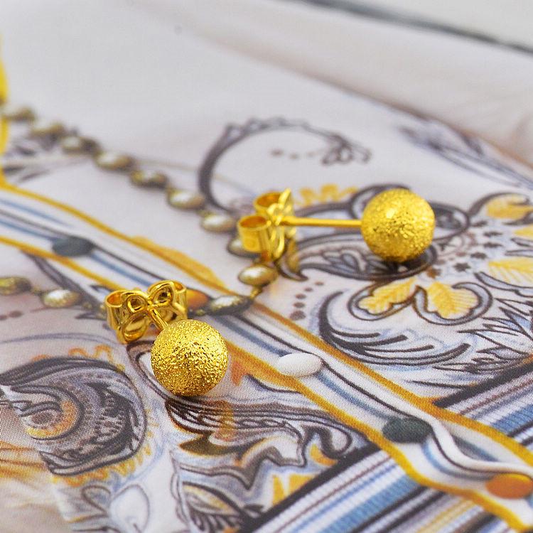 Exquisite Gold-Plated Frosted Stud Earrings - 5mm Versatile Round Beads