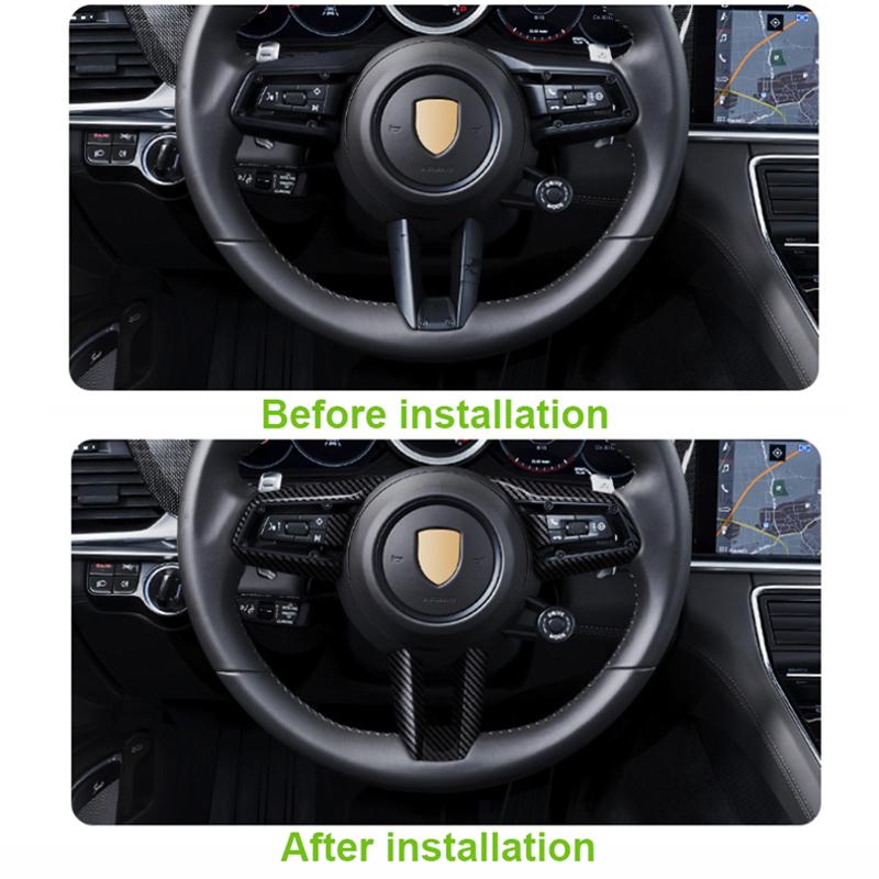 For Porsche Cayenne Panamera Macan 718 911 2006-2024 2023 2022 2021 Carbon Fiber Texture Steering Wheel Panel Frame Cover Trim