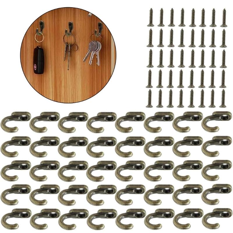 40pack Retros Bronze Iron Hook Featuring Included Hardware For Quick Installation Perfect Gift For Any Space
