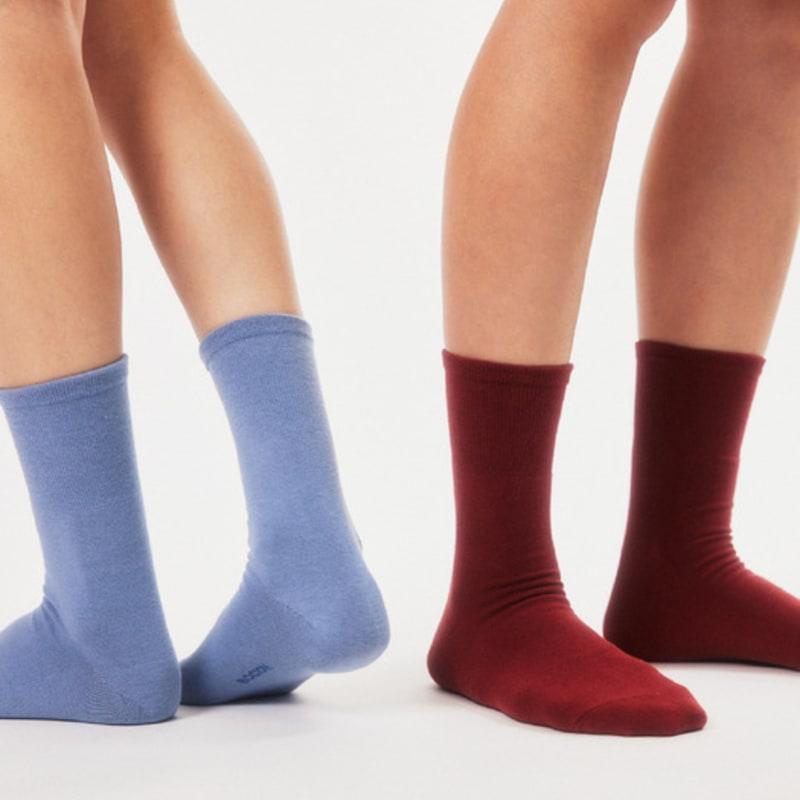 BOCION Autumn Red Solid Color Long Socks