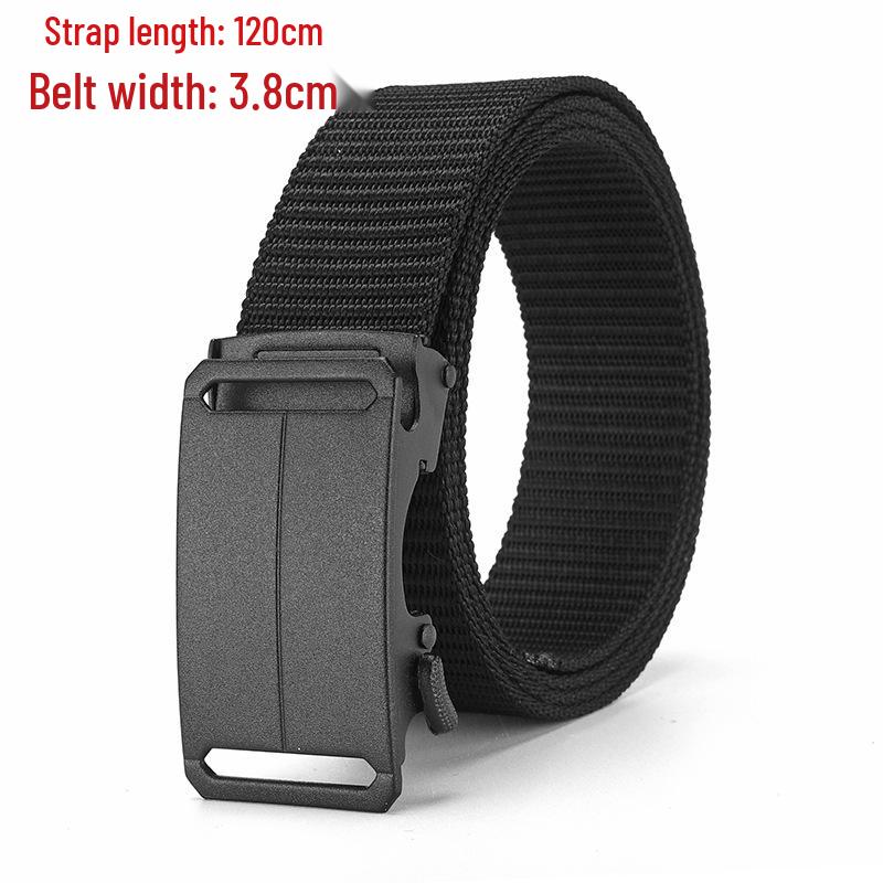 Men's Tactical Canvas & Nylon Woven Belt with Leather Trim - Elastic and High-End Accessory