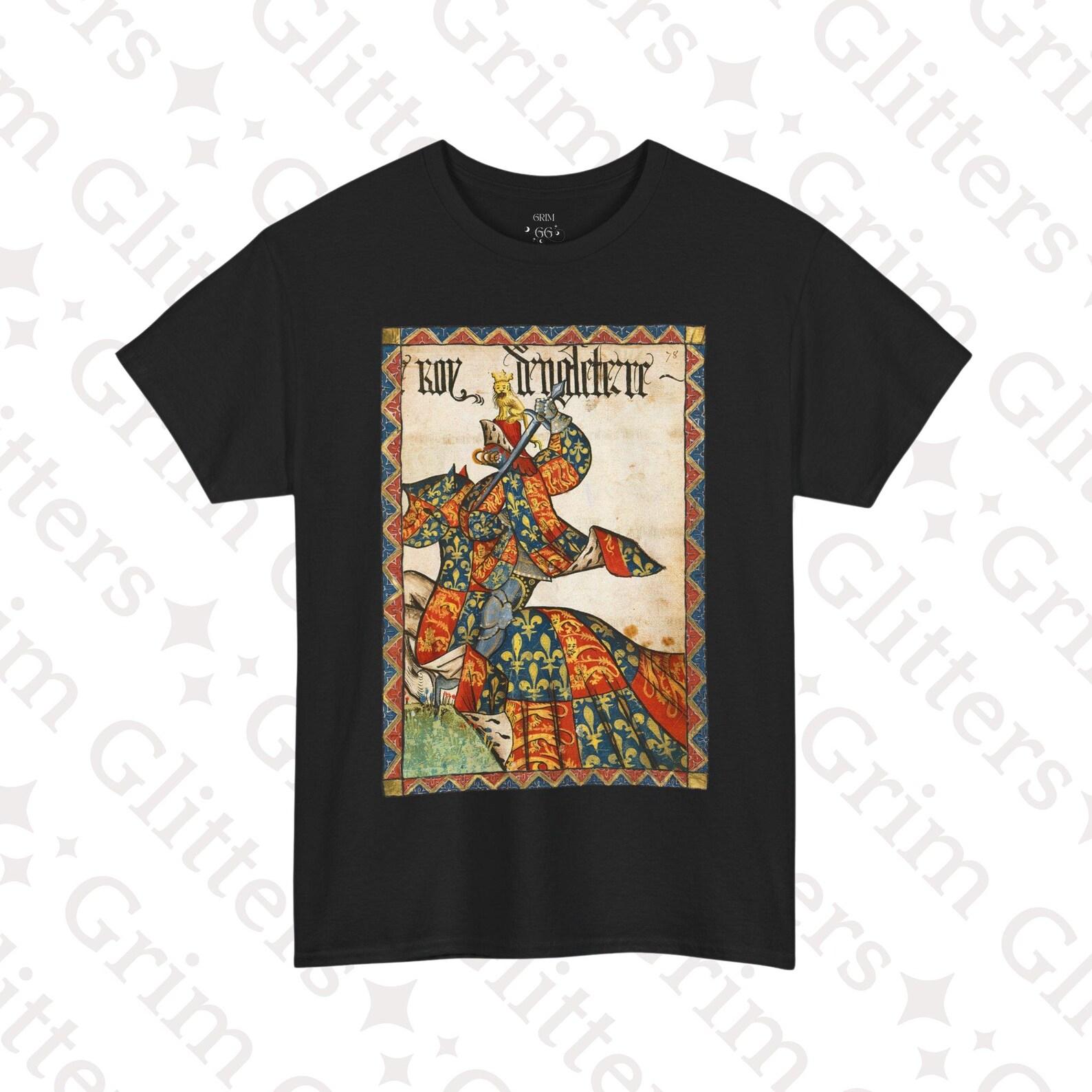 King of England T-Shirt: Medieval Knight Armorial Art Unisex Tee M
