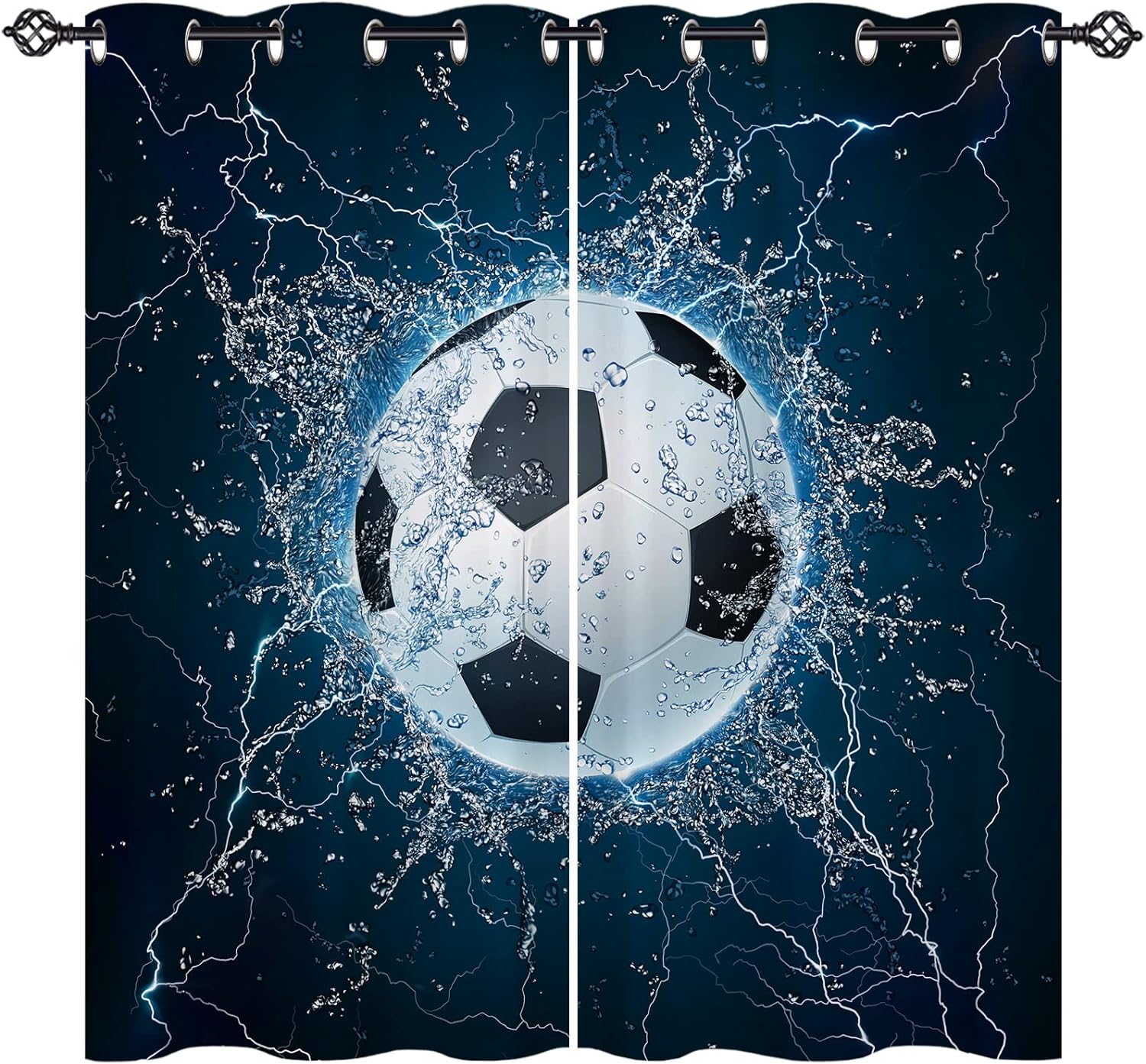 

Двухпанельная штора с принтом на футбольную, регбийную, баскетбольную, бейсбольную, бильярдную тематику. Спортивная штора для спальни мальчика, гостиной, окон. (W50cmxH130cm)x2&Grommet Top