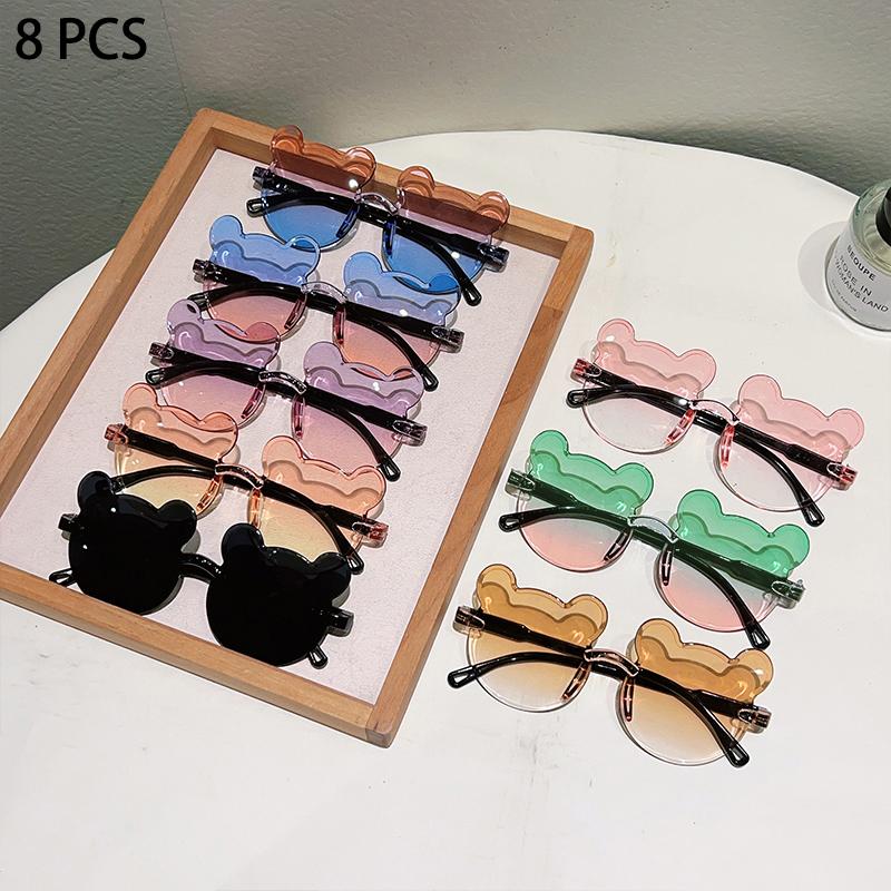 1/8 ks roztomilé sluneční brýle ve tvaru medvídka pro děti nové módní dětské bezrámové dekorace odstínů s gradientním vícebarevným slunečním brýlem