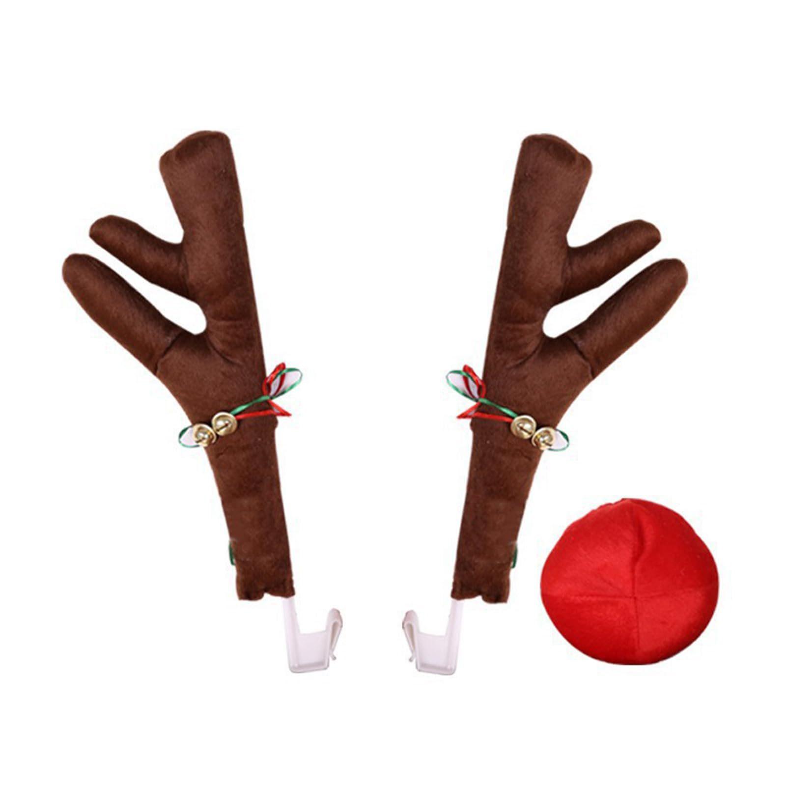 

Christmas Car Decoration Deer Antlers Short Plush Dark Brown Khaki Big Red Deer Antlers Holiday Night Light Car Decoration кофейный