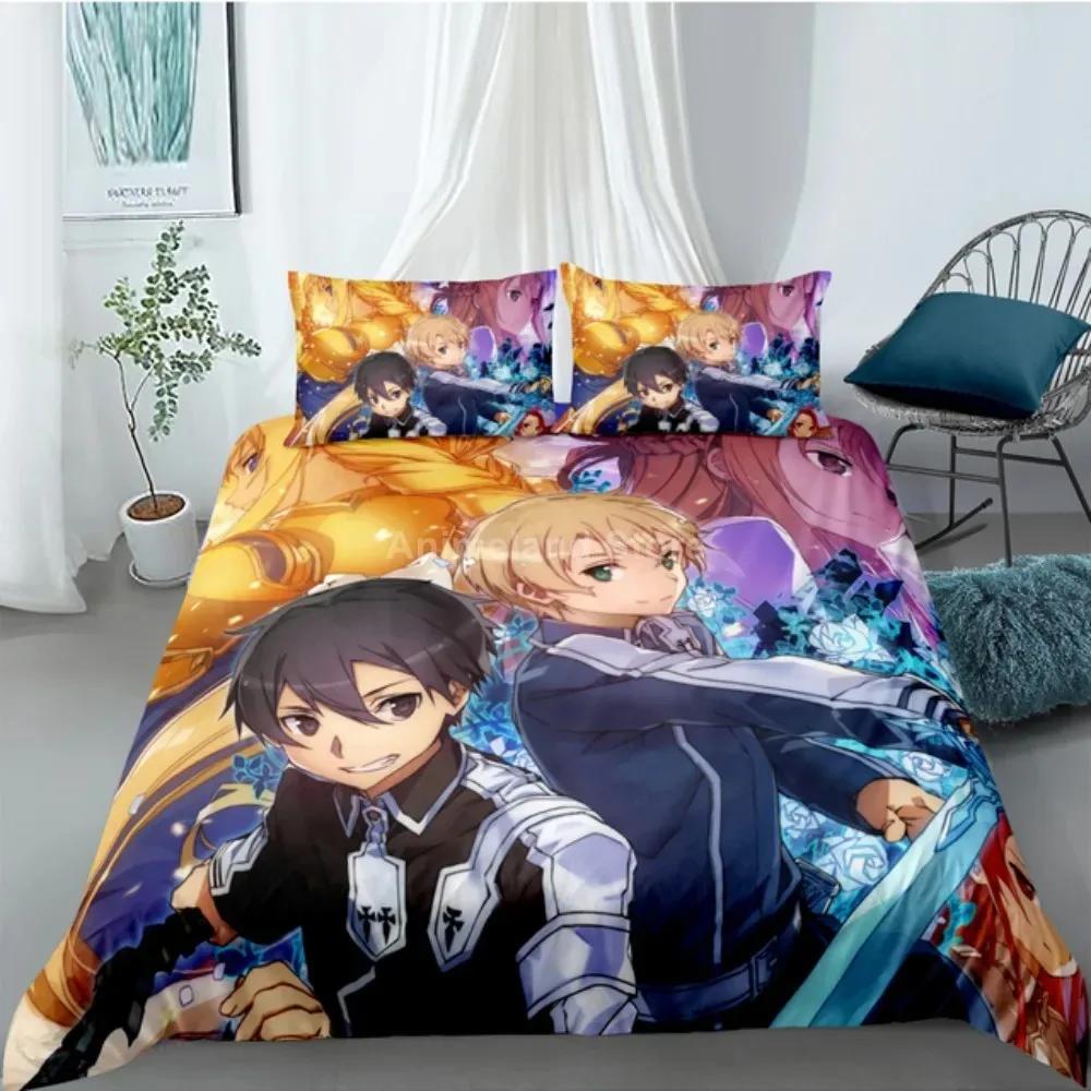 Fashion Gift Cartoon Sword Art Online Bedding Set Anime Bed Linen Quilt Duvet Cover Sets Home Decor Twin Single Queen King Size