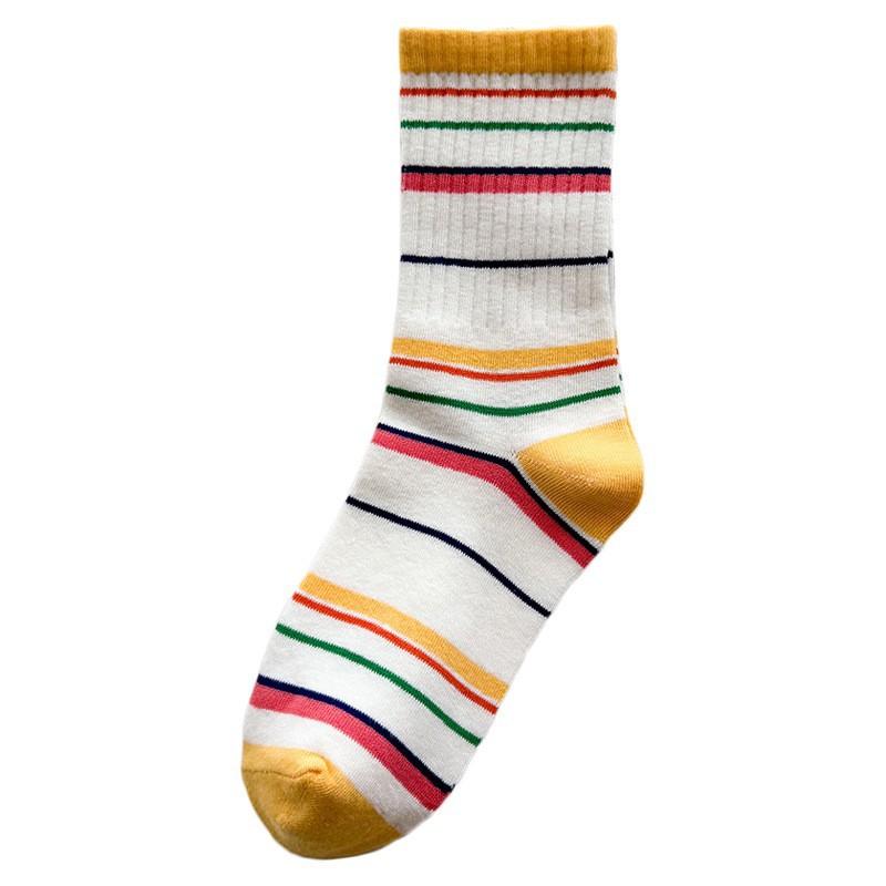 Socks Pure Cotton Striped Medium Tube Socks College Style Spring And Autumn Thin Sports Sweat-Absorbing Deodorant Stacking Socks Women