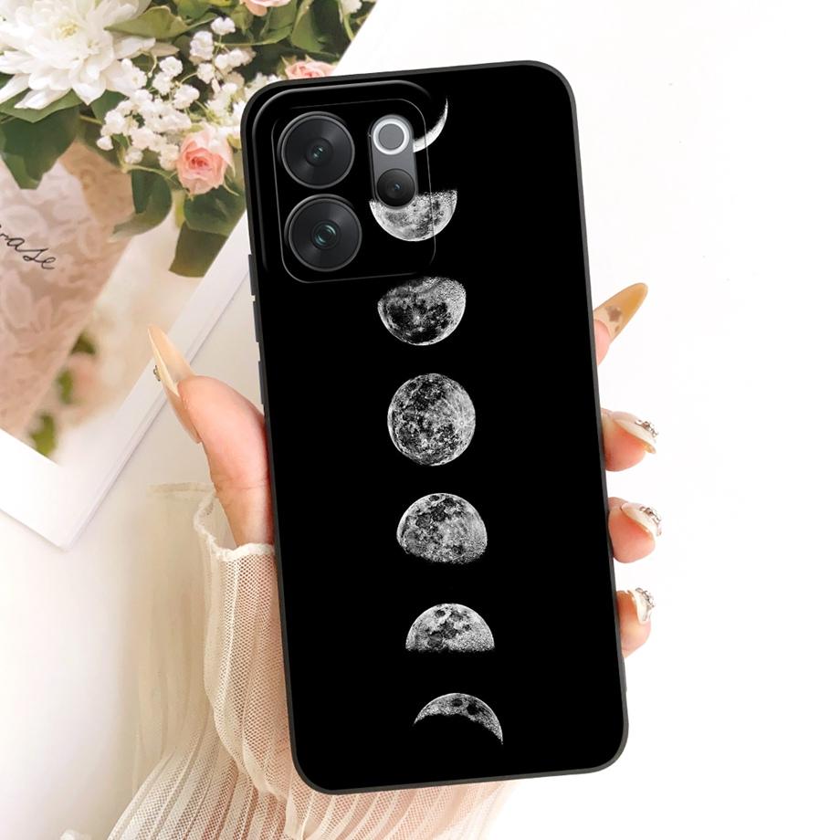 For Vivo V70 Lite V70 FE VivoV70 V2538 v2550 V2548 Phone Case Floral Aesthetic Moon Nigth Bow Pattern Funda Soft Silicone Cover