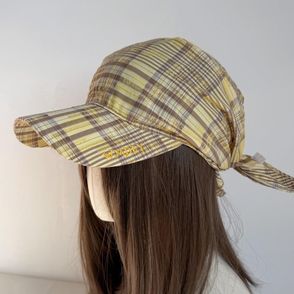 Contrasting Color Retro Plaid Sun Hat Retro Retro Plaid Turban Hat Outdoor Leisure жёлтый