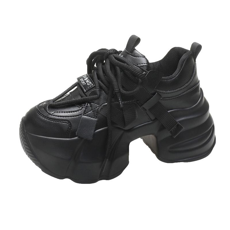 

Thick-soled women s spring new popular versatile retro heightening casual mesh sports muffin women s shoes 39 чёрный