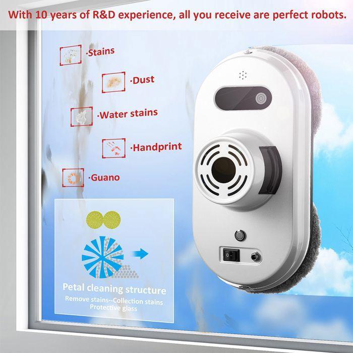 Window Cleaning Robot With Remote Control, Automatic Electric Window Cleaner, 6000Pa Vacuum, For Windows