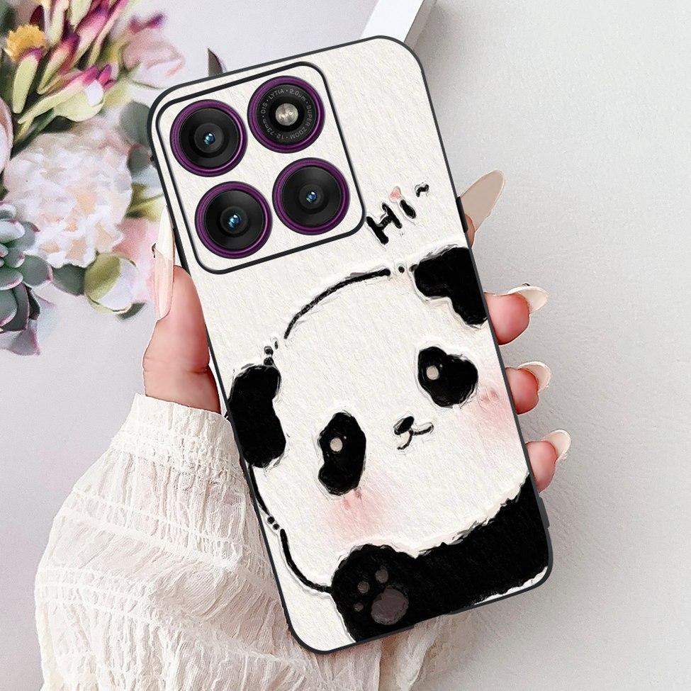 For Motorola Edge 60Pro XT2507-1 Back Cover For Motorola Edge 60 Pro Case Cute Cartoon Luxury Flower Painted Black Silicone 6.7"