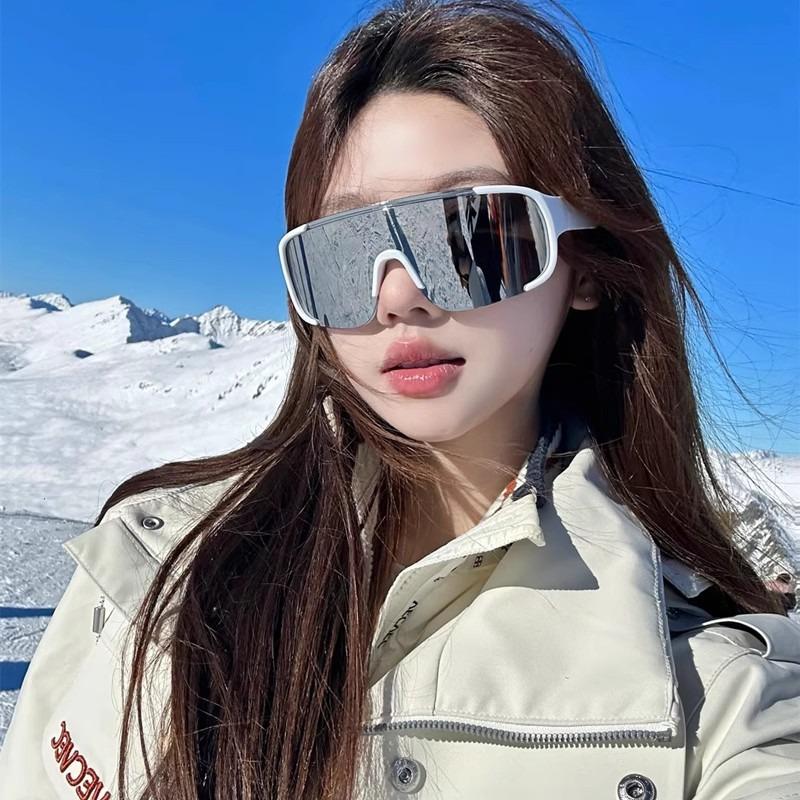 3-piece Set of Y2K Style Sports and Fashion Glasses White MERCURY Silver Mirror Lenses