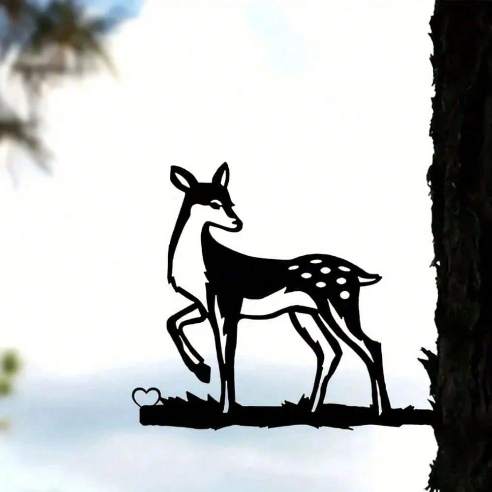 Metall Rentier Silhouette Wandkunst, Hirsch Ast Dekoration, Gartenstecker, Außen Hof Ornament, Weihnachtsgeschenk