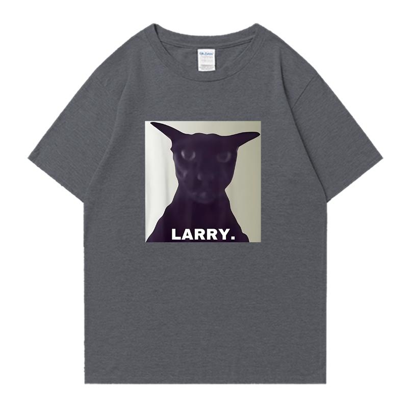 T-shirt vintage Evil Larry Cat Oversized Mulheres Homens 100% Algodão manga curta t-shirts Verão Gola Redonda Roupa estampada Unissex