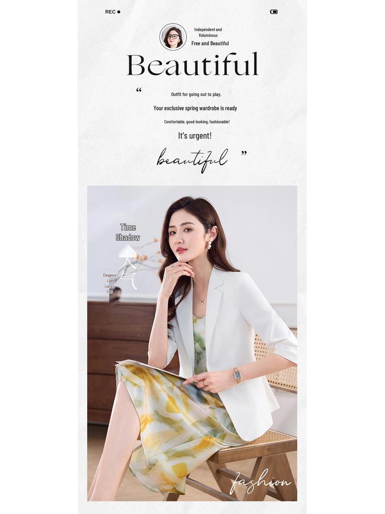 2026 Spring/Summer Women's Mid-Sleeve Blazer - Slim Fit, Professional Formal Workwear