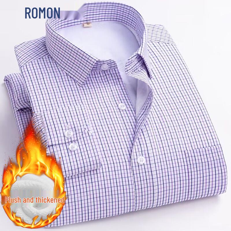

ROMON Мужская зимняя рубашка с длинным рукавом, флисовой подкладкой, в стиле business casual 43