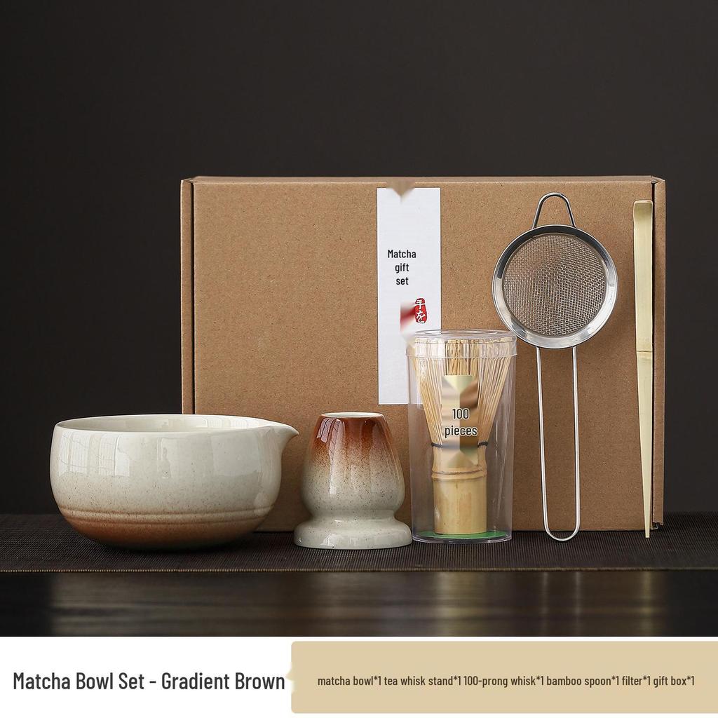 Japanese Matcha Tea Set: Ceramic Bowl & Whisk