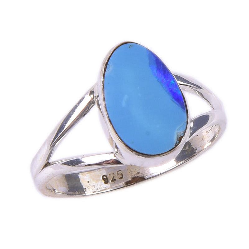Natural Australian Opal Gemstone 925 Solid Sterling Silver Jewelry Ring S.6 F3c55
