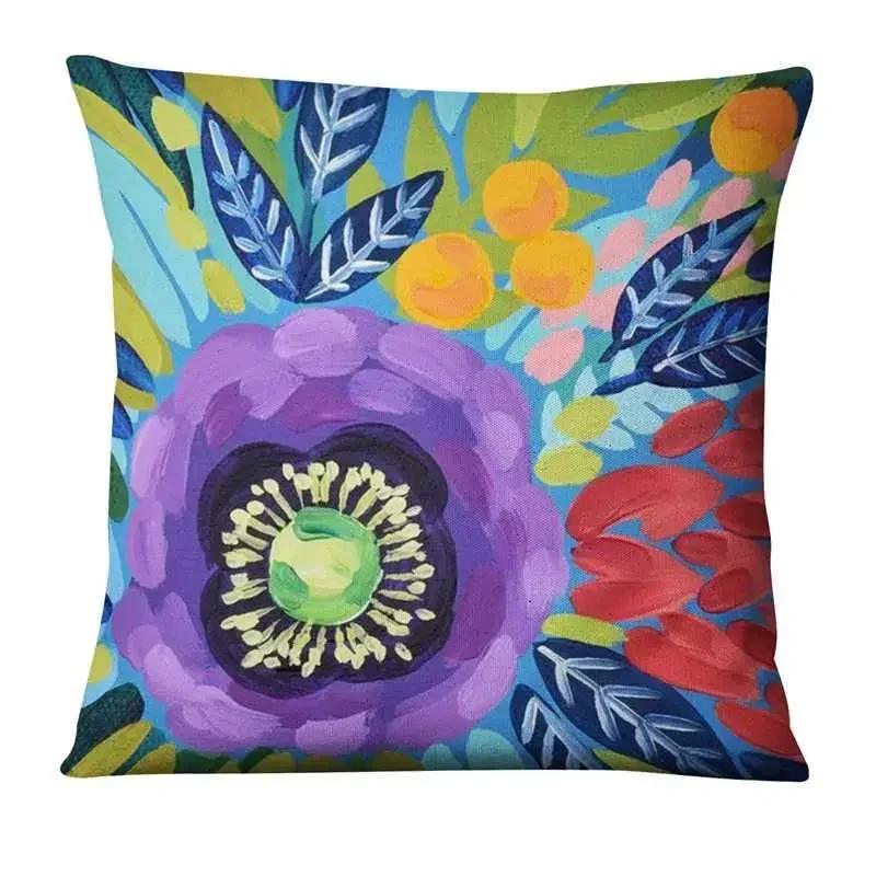 Home Pillow Decoration Watercolor Flowers Painting Print Pillowcase Home Decor Sofa Pillow Decorations Cushions Cover 45X45Cm