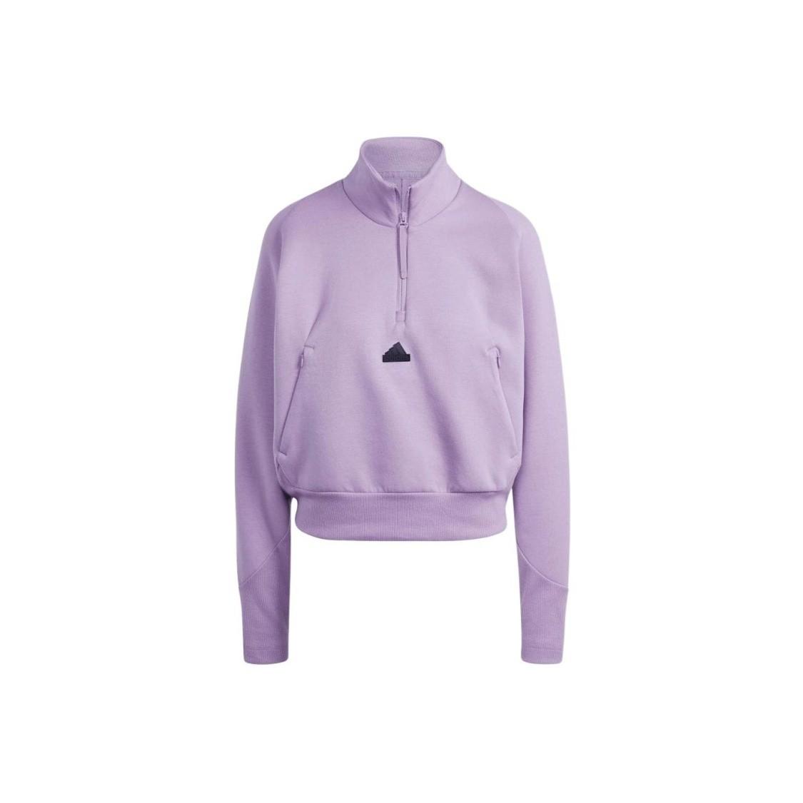 adidas Solid Color Slim Fit Short Zip-Up Long Sleeve Jacket for Women, Purple L