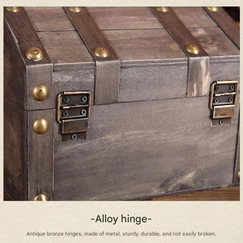 Wood Jewelry Chest With Metal Lock For Jewelry Storage And Rustics Home Decoration Accent