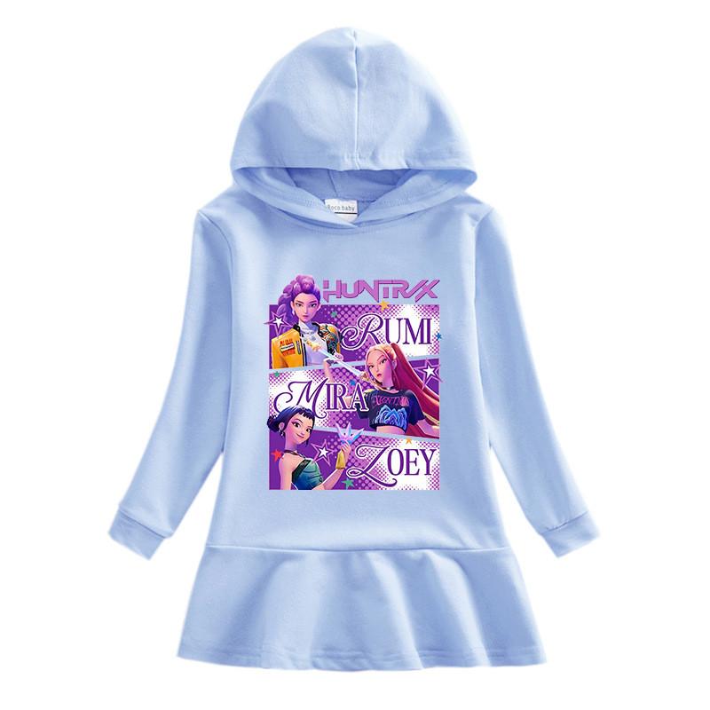 Girls Kpop Rumi Zoey Mira Hunters Printed Rainbow Hooded Dress