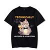 Technically Alcohol Is A Solution Graphic Tshirt Funny Cat Drinking Beer Tshirt Fashion Harajuku T-shirt Women Men Brand Tshirt