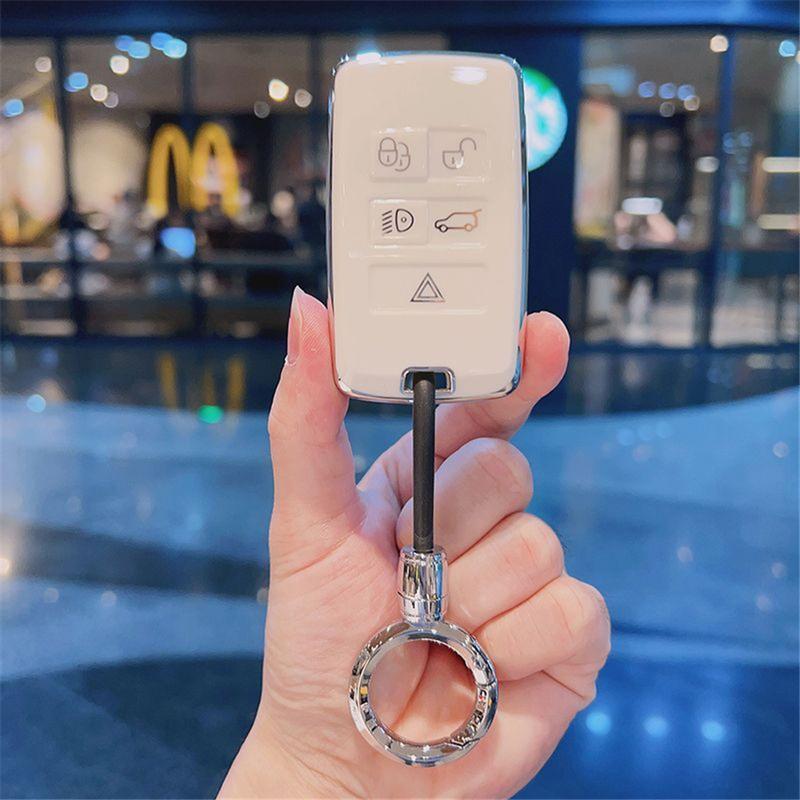 TPU Car Key Case Remote Cover Shell Holder Chian Fob For Land Rover New RangeRover Sport Evoque Freelander Velar Discovery LR5