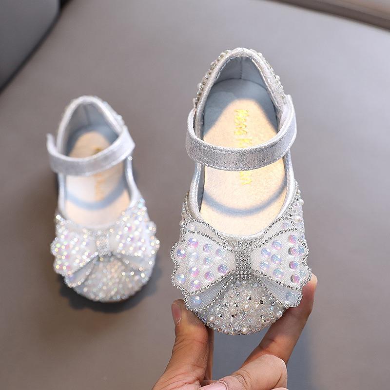 Autumn new princess girls' bow small/medium/large children's baby leather shoes single shoes dance performance shoes