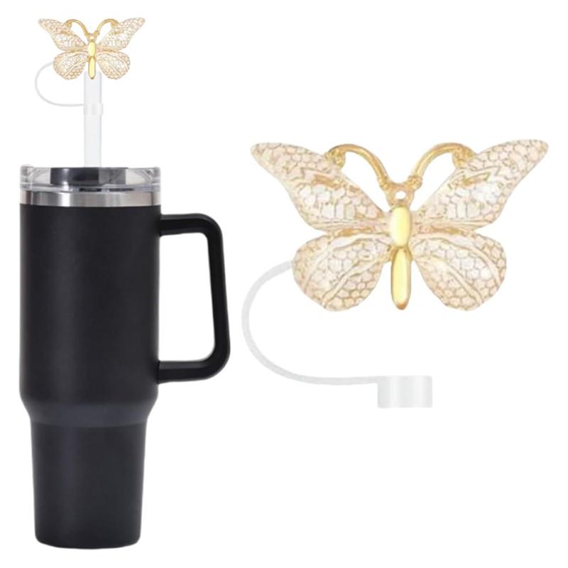 6Pcs Silicone Butterfly Straw Cover Cap Spill Stopper For Water Cup Heat-Resistant Dust Proof Straw Plug Cap Accessory