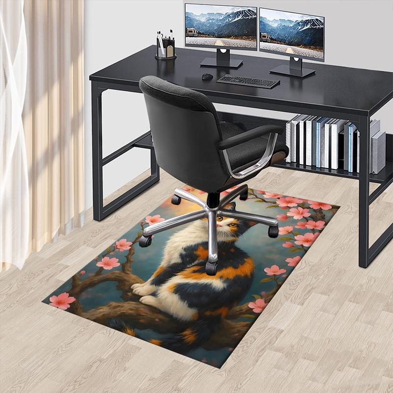

Charming Calico Cat Chair Mat Office Carpet, Oversized Rug for Home Decor, Sofa Mat, Desk Pad Gift, Suitable for Bedroom, Living Room, Various Rooms 60cm by 90cm