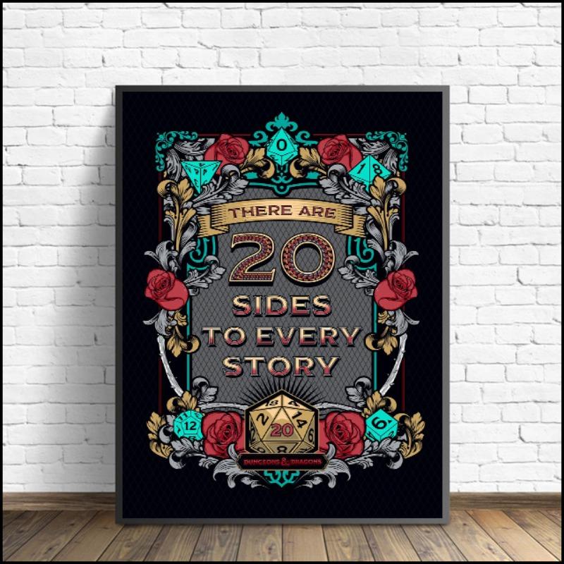 Dungeons and Dragons Slogan Collection Poster Modern Game Sign Canvas Painting Wall Art for Living Room Home Decor Mural