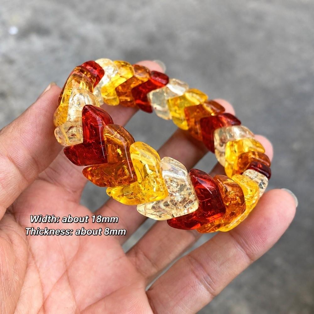 Square Beads Resin Bangle Handmade Gemstone Bracelet Retro Beaded Bracelet for Women