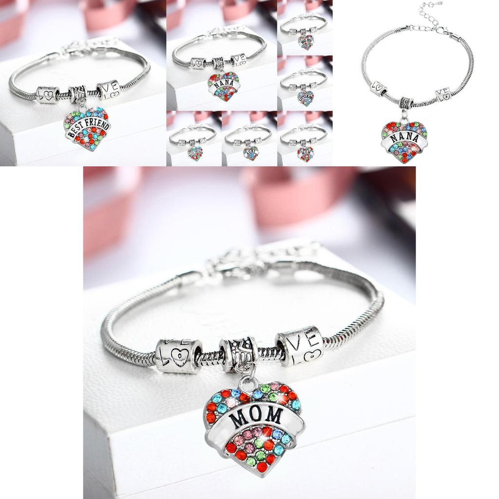 Exquisite Family Members Inlaid Colorful Rhinestone Love Heart Bracelet Gift For Loved Ones