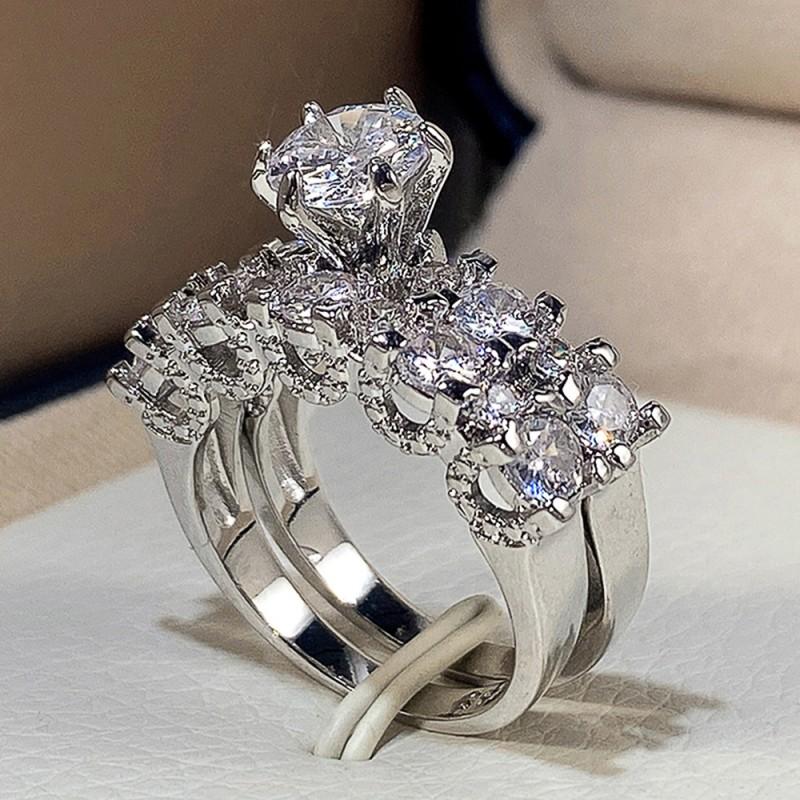 Caoshi Fashion piezas /Set Anillos de Compromiso Mujer Color Oro