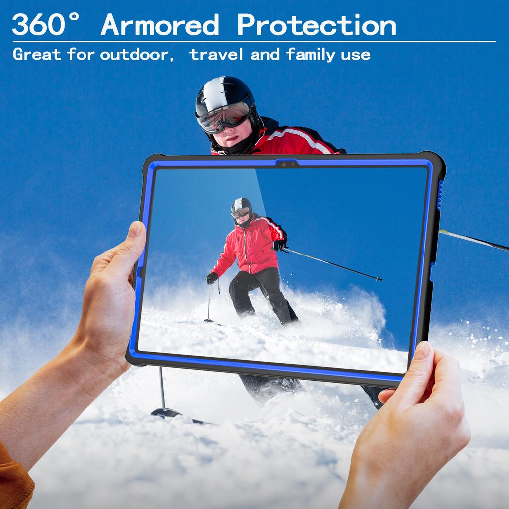 Kickstand Armor Case for Samsung Galaxy Tab S10 FE Plus 2025 13.1 Inch SM-X620 SM-X626B Heavy Duty  Cover With Shoulder Strap
