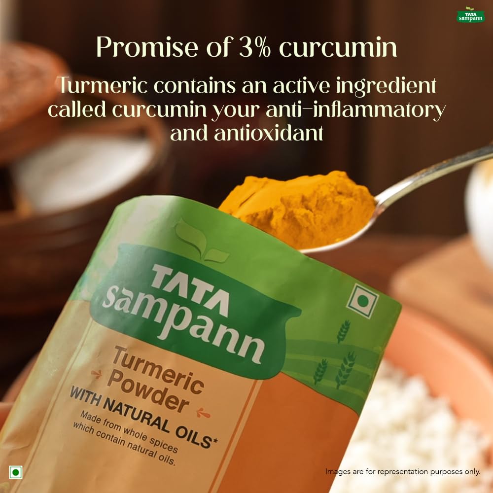 Tata Sampann Turmeric Powder With Natural Oils 200g Pack | Aromatic Haldi Spice For Cooking, Curries, Soups & Smoothies