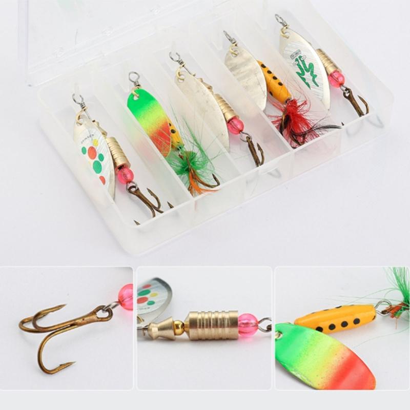 5 Stück lange Wurf-Metall-Drehköder mit Haken-Pailletten Künstliche Köder Harte Metall-Spinnerköder Einfach zu bedienen